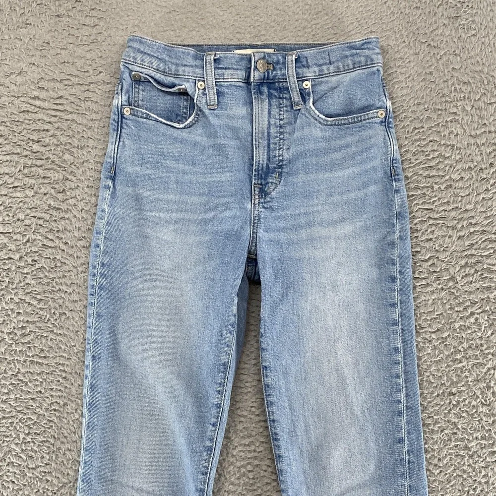 Madewell Perfect Vintage Jeans Womens 25 Light Wash Straight‎ High Rise Raw Hem